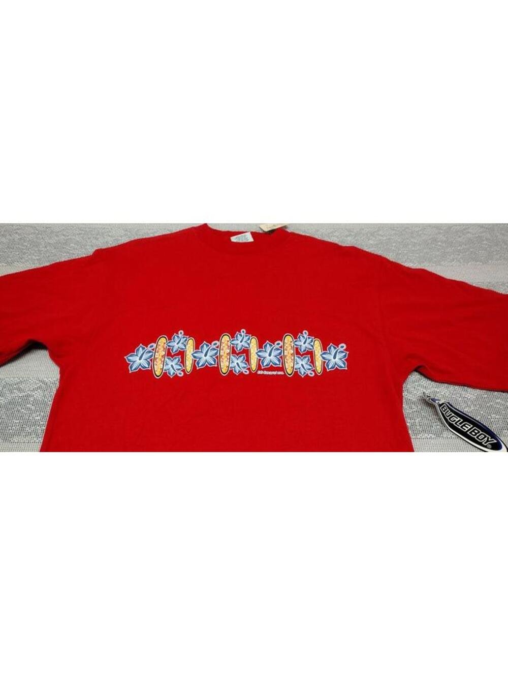Y2K Bugle Boy Surfer T-shirt Large Red 100% Cotton Surfboard Circa 2000 Sie NWT